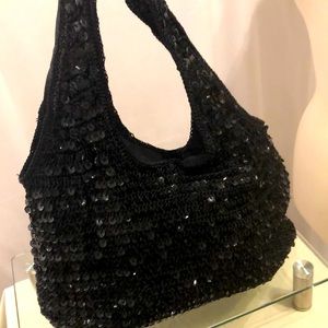 Black Crochet Bag with sequins